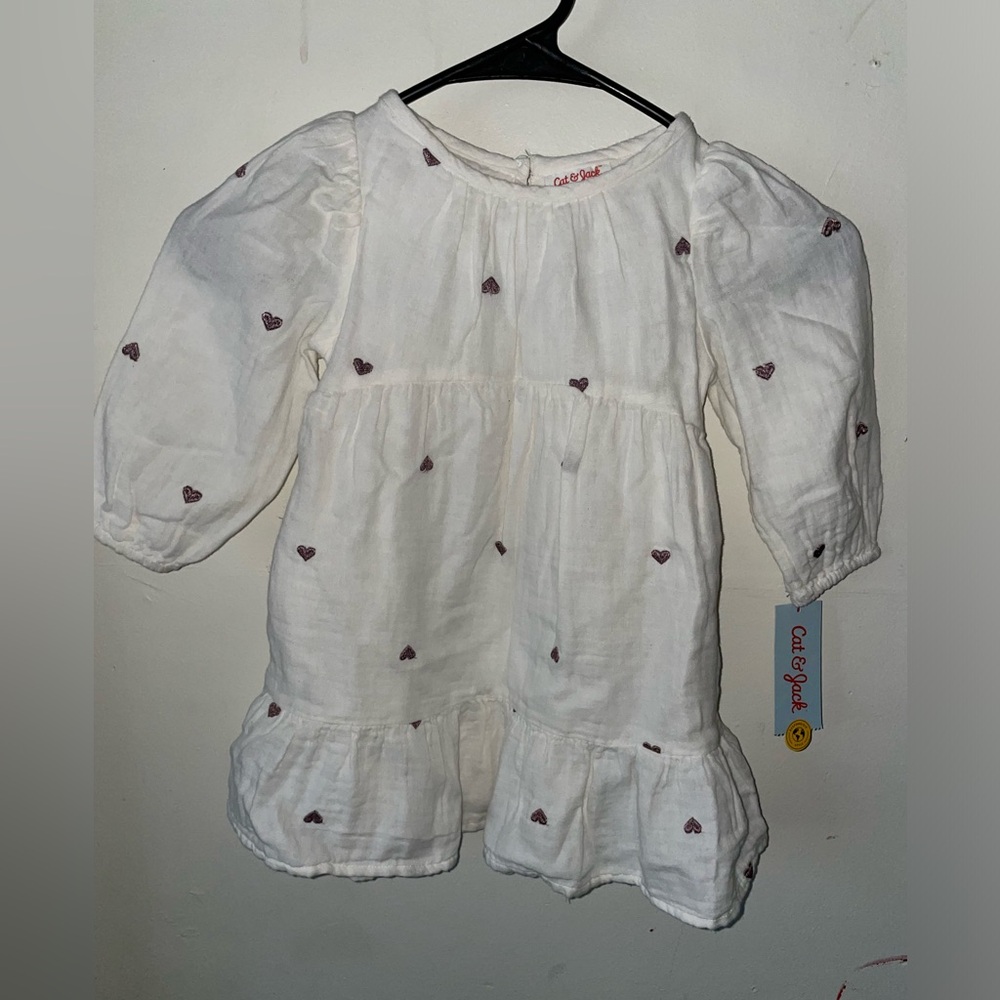 Cat & Jack White Dress with Purple Hearts